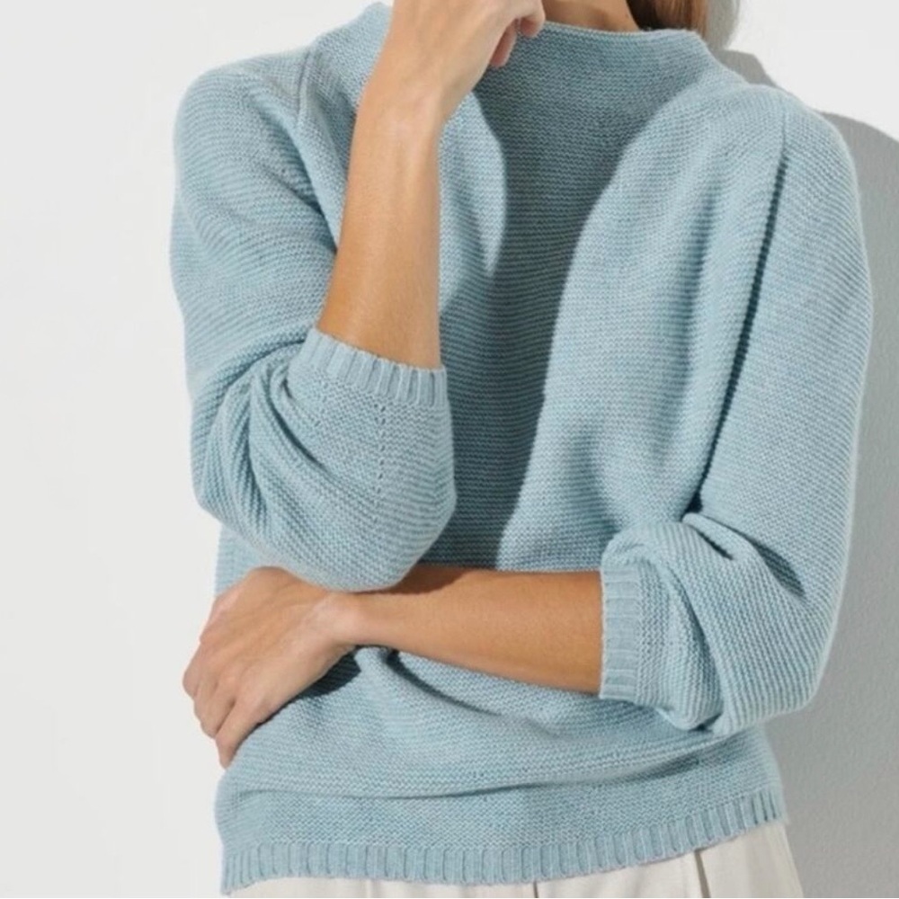 The Reset R Label Wool & Cashmere Blend Funnel Neck Pullover Sweater in Blue S